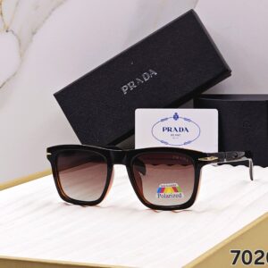 Prada Polarized 7020 Black & Brown Gradient Sunglass